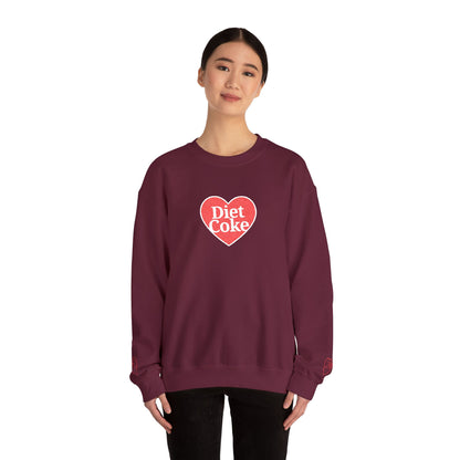 Valentine Heart 'Diet Coke' with Red Bows on Left & Right Sleeves Crewneck Sweatshirt -Embroidered
