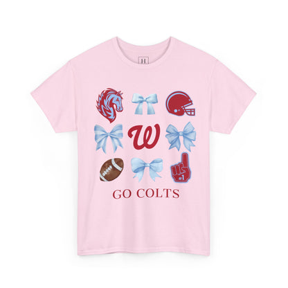West Jessamine Colts Coquette Football Bows - Unisex Tee