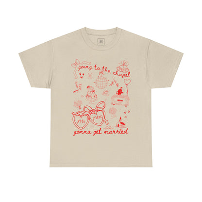 Mr. & Mrs. Red Wedding T-Shirt — "Going to the Chapel" Bridal Tee