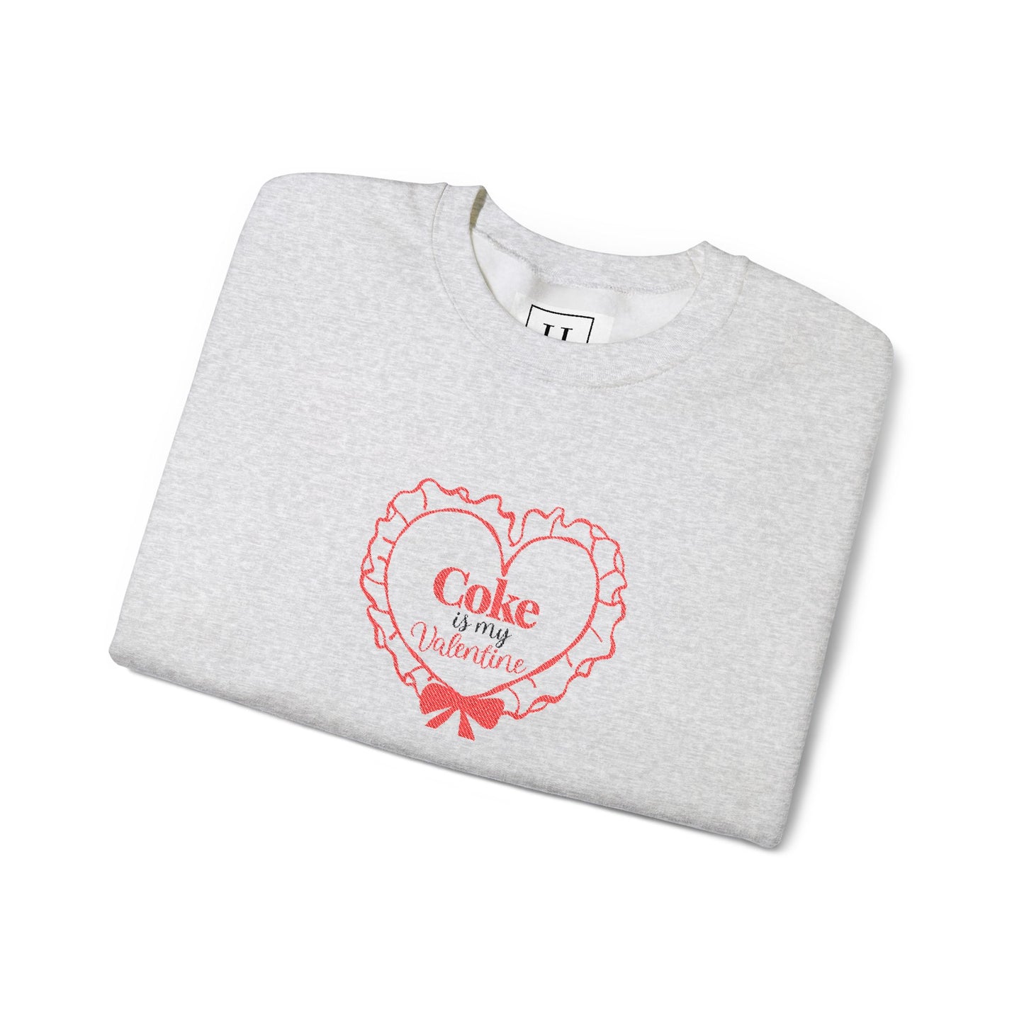Valentine Heart 'Coke Is My Valentine' Crewneck Sweatshirt -Embroidered