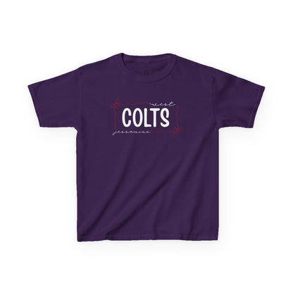 YOUTH --  West Jessamine COLTS coquette bow border - Unisex Tee