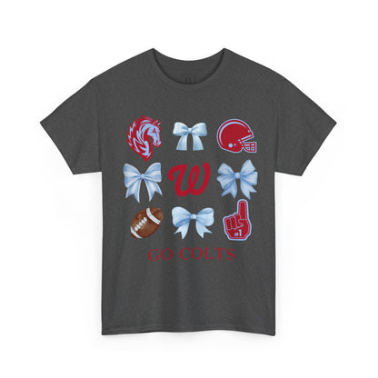 West Jessamine Colts Coquette Football Bows - Unisex Tee