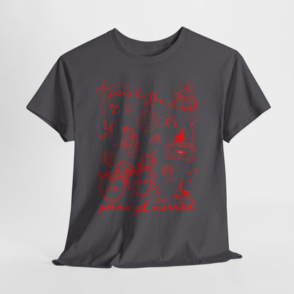Mr. & Mrs. Red Wedding T-Shirt — "Going to the Chapel" Bridal Tee