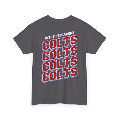 (W) Logo on Front; West Jessamine COLTS on Back —  Front & Back Unisex T-Shirt