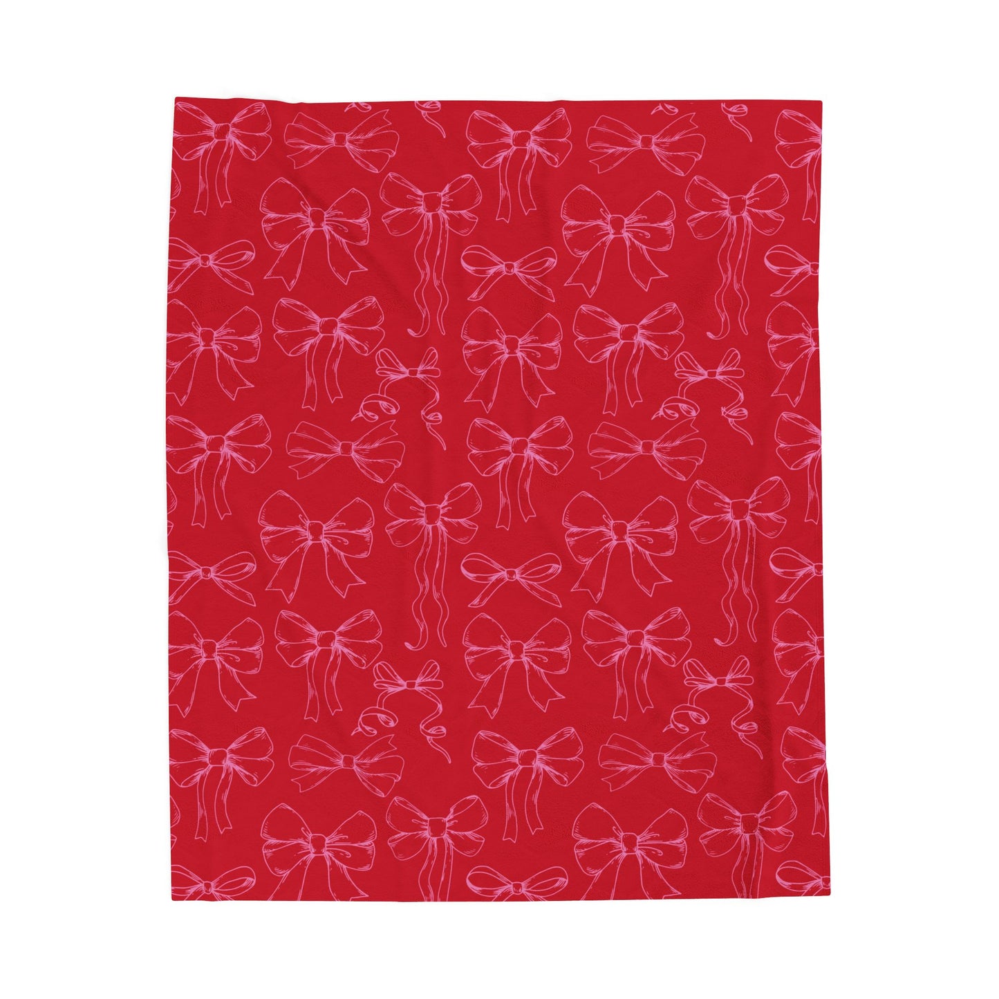 Red Velvet Bow Plush Blanket — Soft Holiday Velveteen Throw