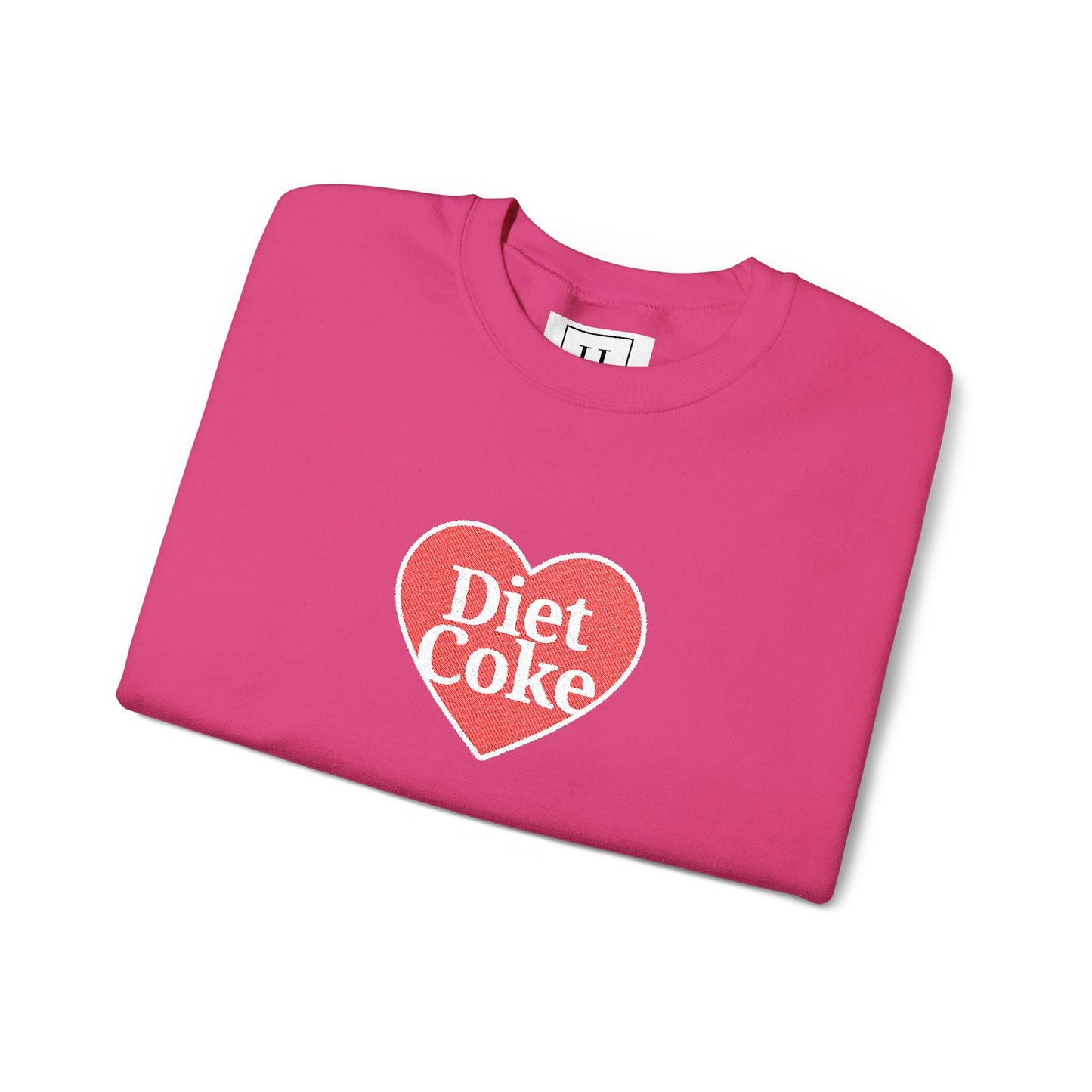 Valentine Heart 'Diet Coke' with Red Bows on Left & Right Sleeves Crewneck Sweatshirt -Embroidered