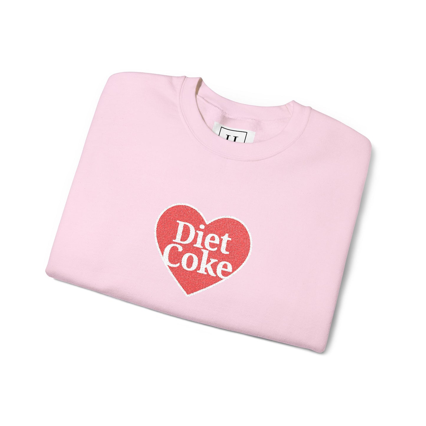 Valentine Heart 'Diet Coke' with Red Bows on Left & Right Sleeves Crewneck Sweatshirt -Embroidered