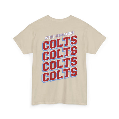 (W) Logo on Front; West Jessamine COLTS on Back —  Front & Back Unisex T-Shirt