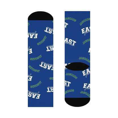 East Jessamine Jaguars Cushioned Crew Socks — Blue Team Spirit Athletic Socks