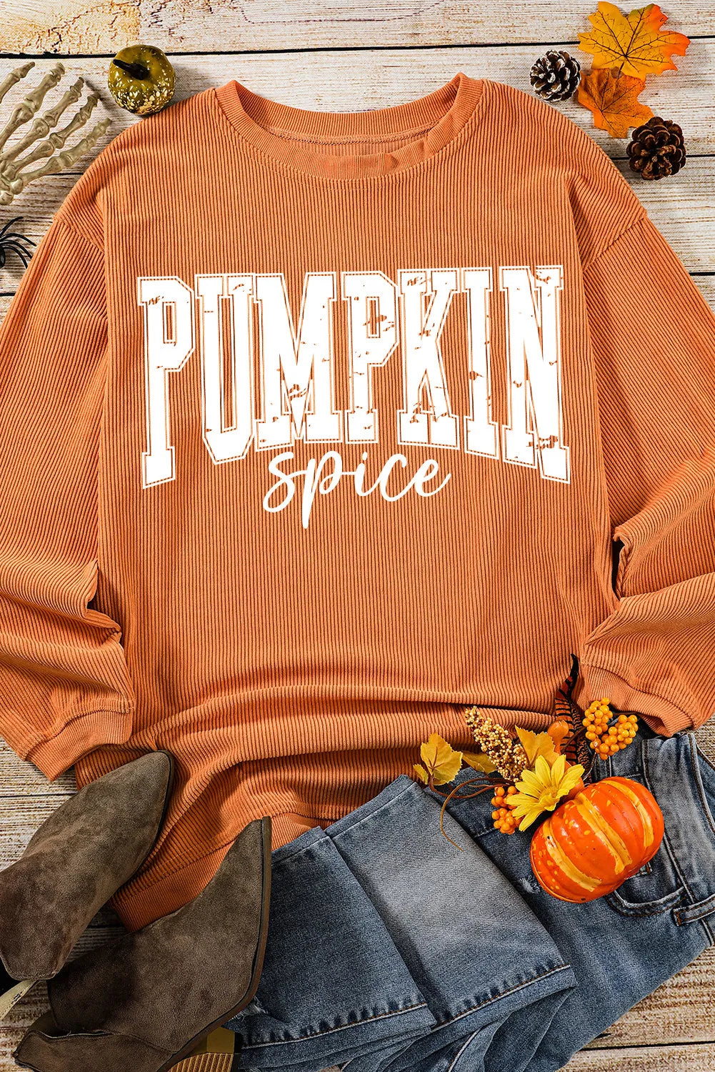 Pumpkin Letter Graphic Long Sleeve Sweatshirt