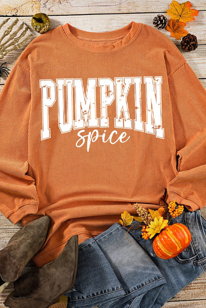 Pumpkin Letter Graphic Long Sleeve Sweatshirt