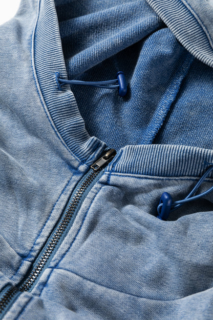 Ashleigh Blue Half Zip Kangaroo Pocket Mineral Wash Baggy Hoodie