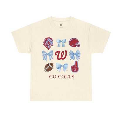 West Jessamine Colts Coquette Football Bows - Unisex Tee