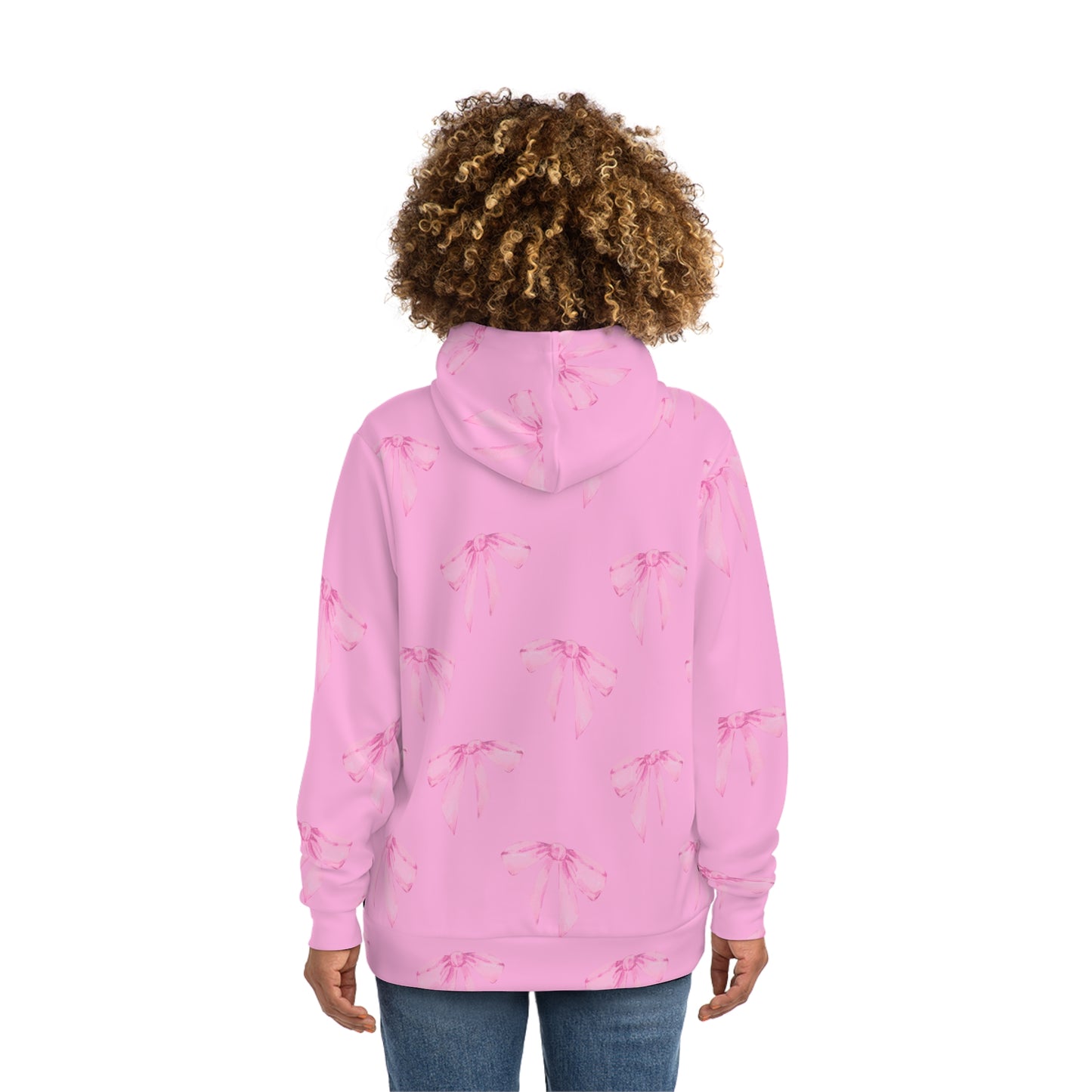 Coquette Pink Bow Pattern Hoodie — Black & Red All-Over Print Fashion Hoodie - Valentines Day