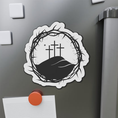 Christian King Crown w/ Cross Die-Cut Magnets for Home Decor, Stylish Refrigerator Magnet, Personalized Office Decor, Custom Gift Idea, Modern Home Accessories