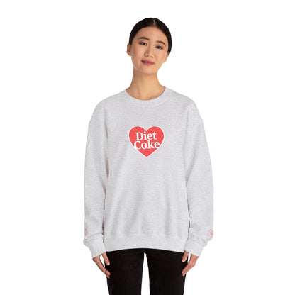 Valentine Heart 'Diet Coke' with Red Bows on Left & Right Sleeves Crewneck Sweatshirt -Embroidered