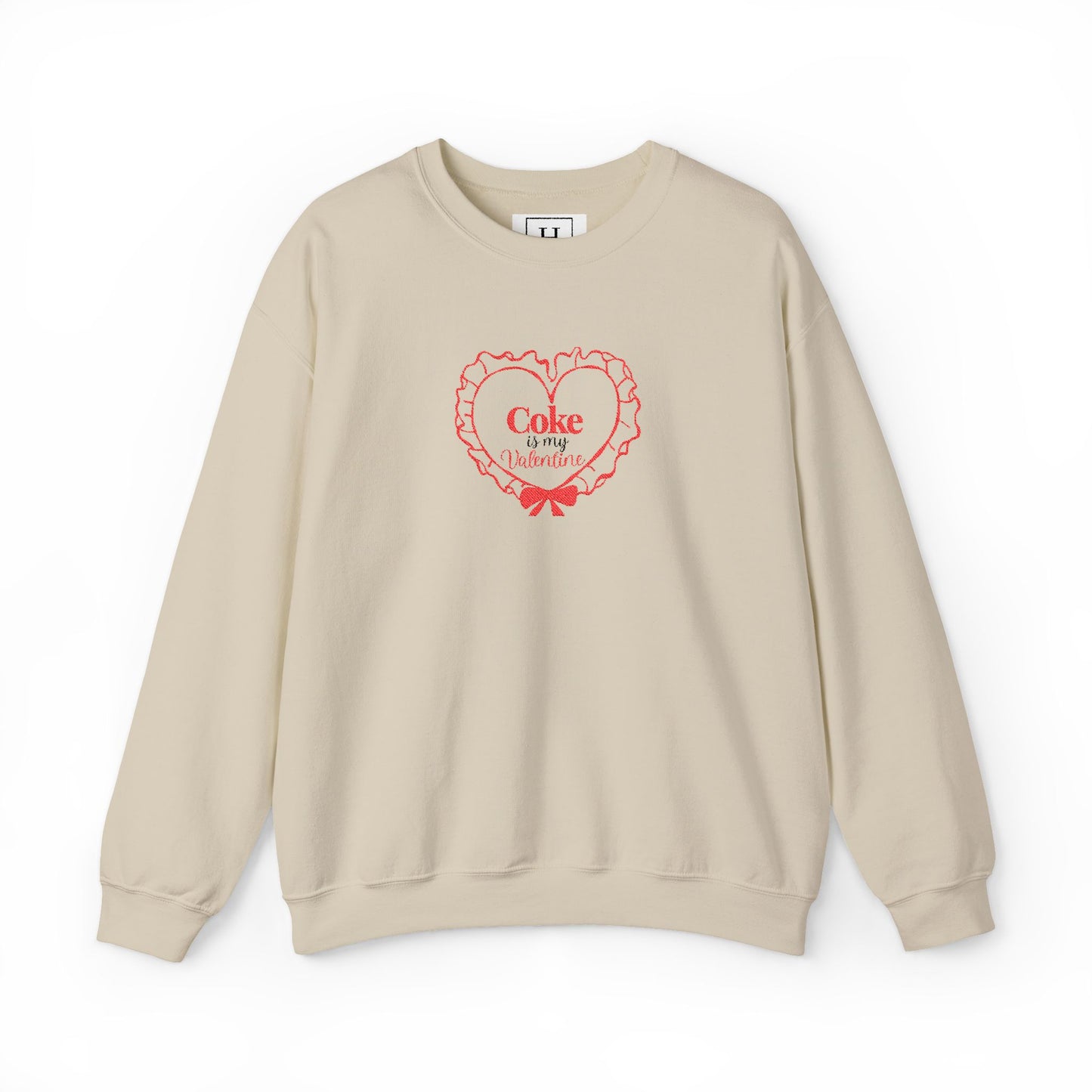 Valentine Heart 'Coke Is My Valentine' Crewneck Sweatshirt -Embroidered
