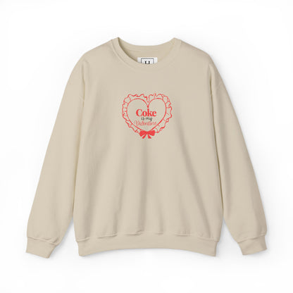 Valentine Heart 'Coke Is My Valentine' Crewneck Sweatshirt -Embroidered