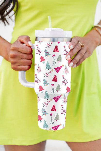 Cartoon Christmas Tree Printed Thermos Cup 40oz
