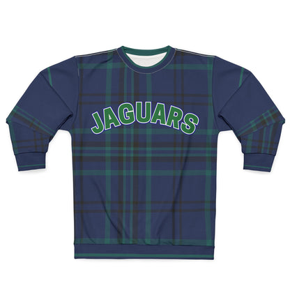 Jaguars Plaid Sleeve Sweatshirt — Blue & Green - AOP Pullover