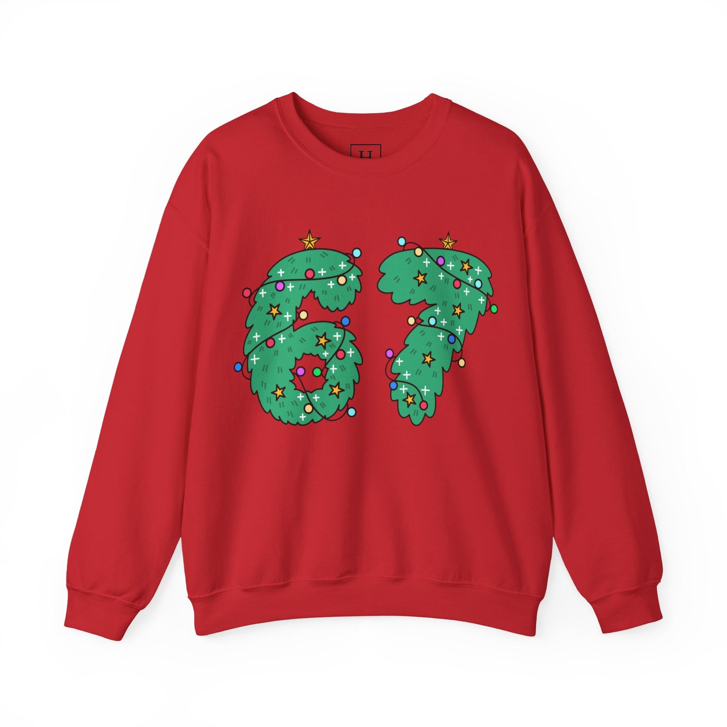 Wreath with Lights and Stars 6 7  - Christmas Sweatshirt - Unisex