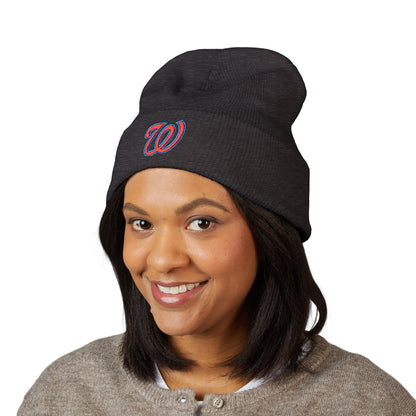 (W) West Jessamine Logo Embroidered Cuffed Beanie — Classic Script Winter Hat