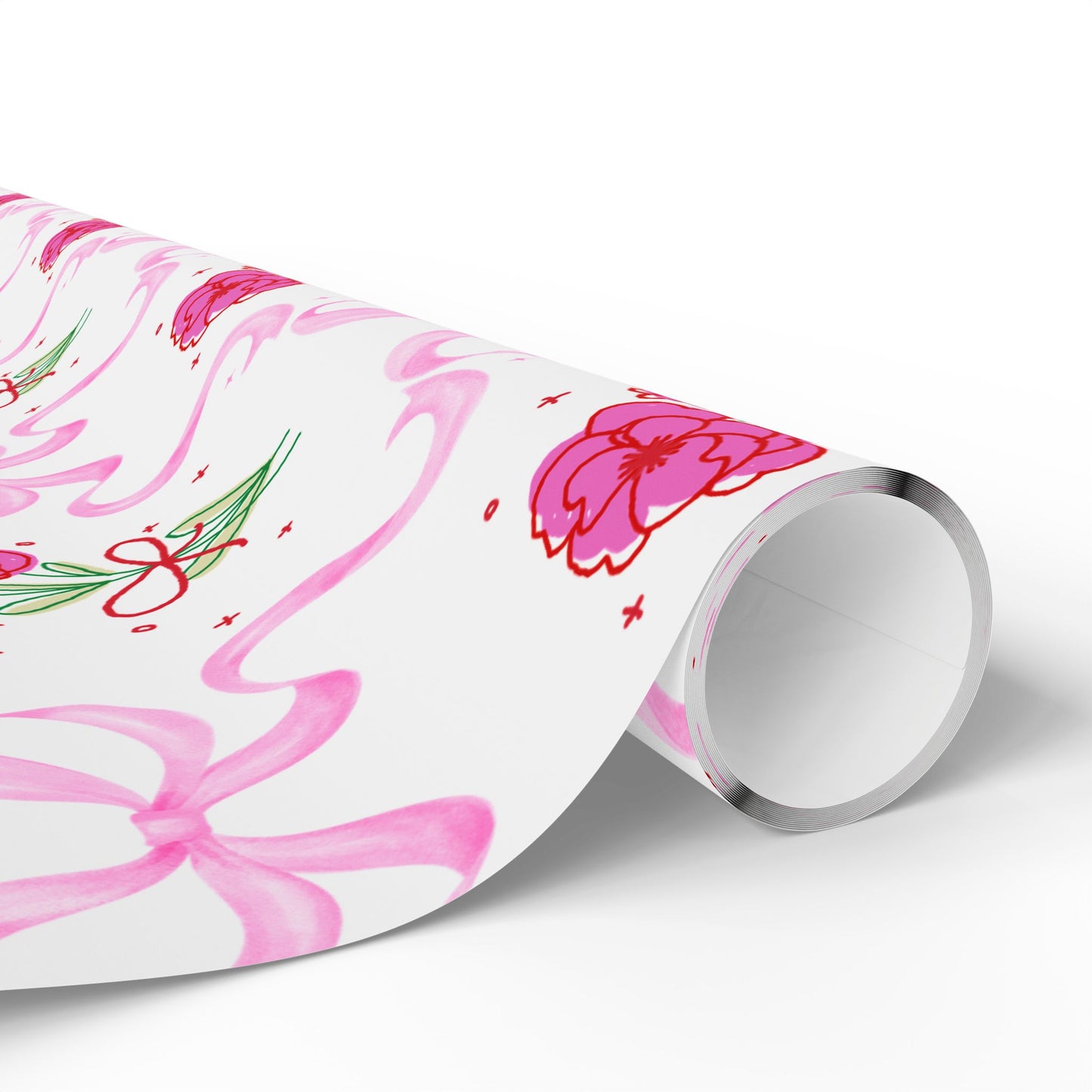 Pink Bows & Flower Wrapping Paper — Coquette Gift Wrap