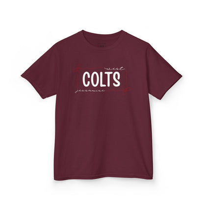 YOUTH --  West Jessamine COLTS coquette bow border - Unisex Tee