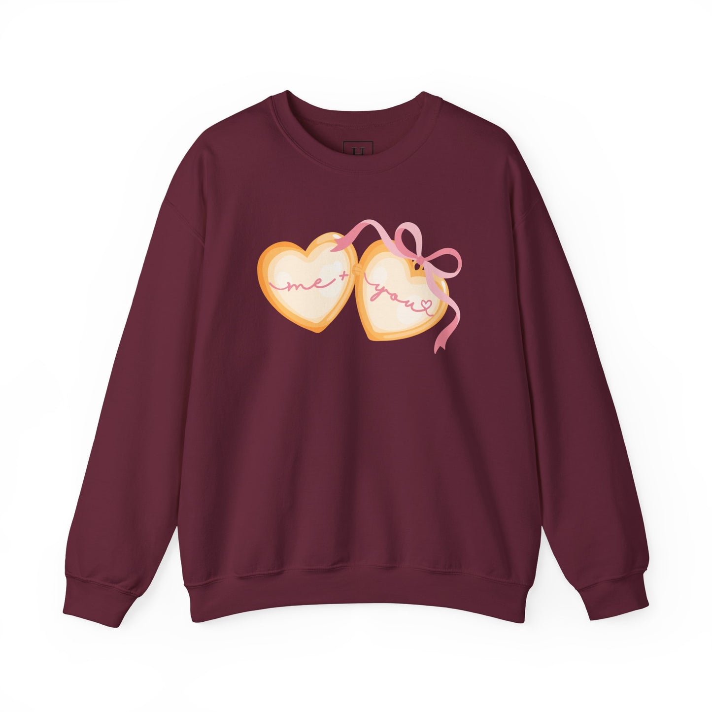 Me + You Heart Locket with Pink Bow Sweatshirt