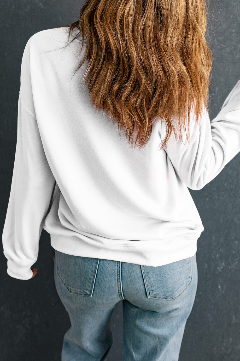 Fall Letter Graphic Round Neck Long Sleeve Sweatshirt