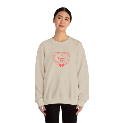Valentine Heart 'Coke Is My Valentine' Crewneck Sweatshirt -Embroidered
