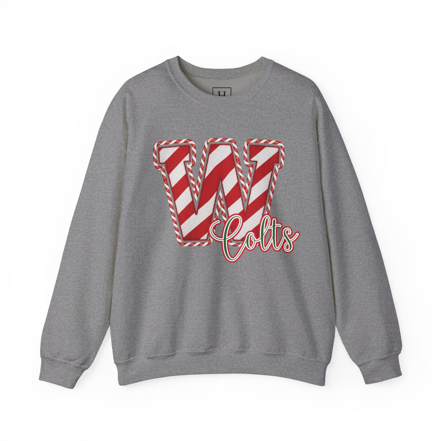 Candy Cane "W" - Colts; Christmas Sweatshirt - Unisex