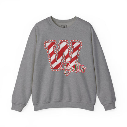 Candy Cane "W" - Colts; Christmas Sweatshirt - Unisex