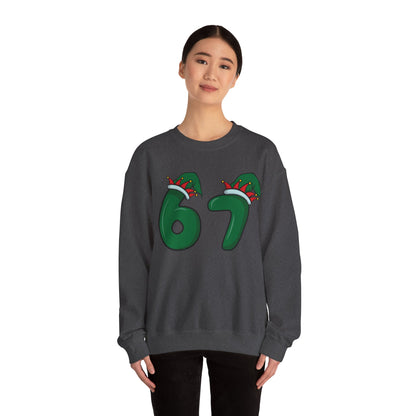 Green & Red Elf Hat 6 7  - Christmas Sweatshirt - Unisex
