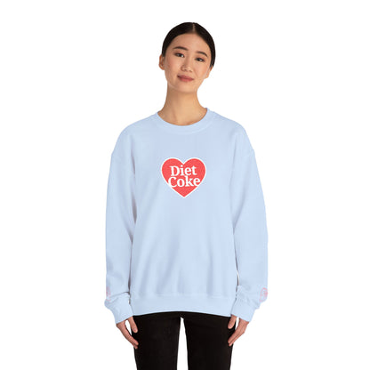 Valentine Heart 'Diet Coke' with Red Bows on Left & Right Sleeves Crewneck Sweatshirt -Embroidered