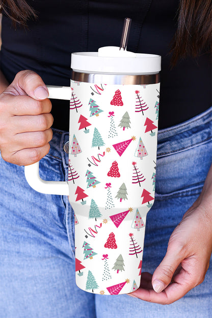Cartoon Christmas Tree Printed Thermos Cup 40oz