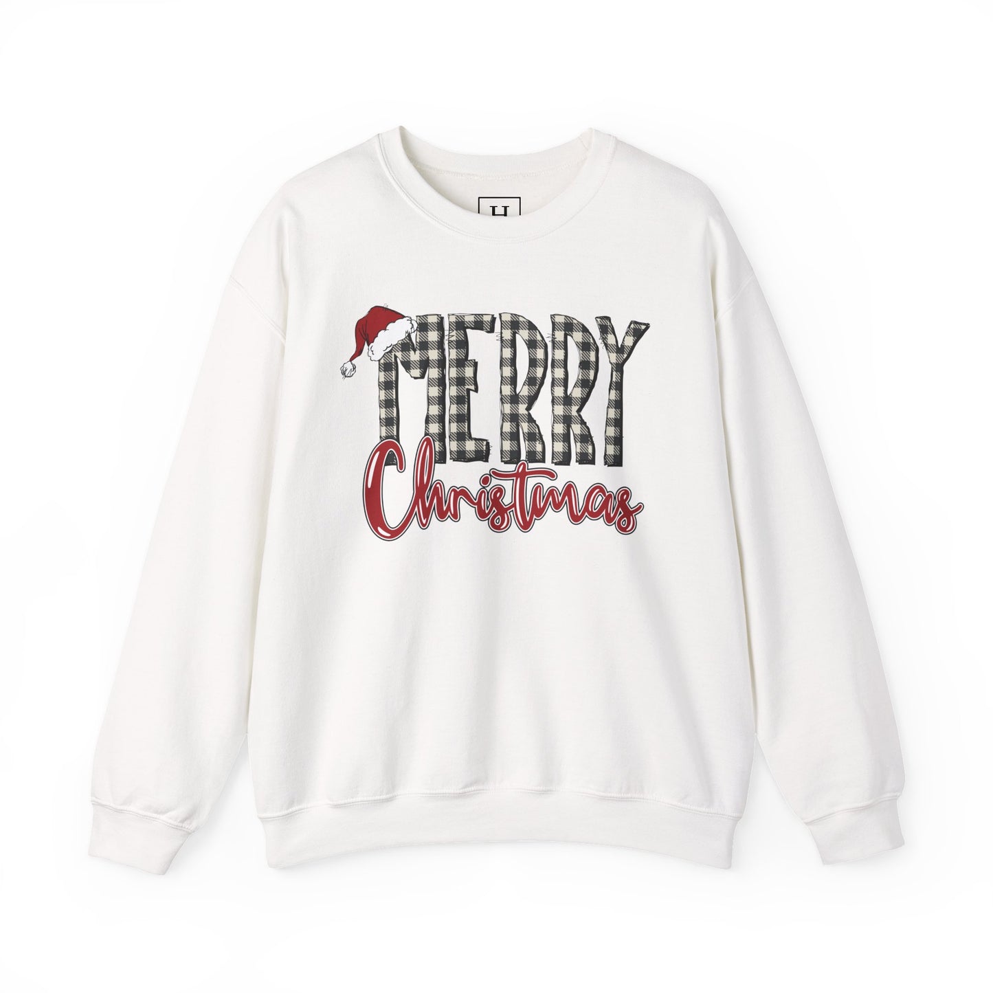 Merry Christmas Buffalo Check  -- Unisex Sweatshirt