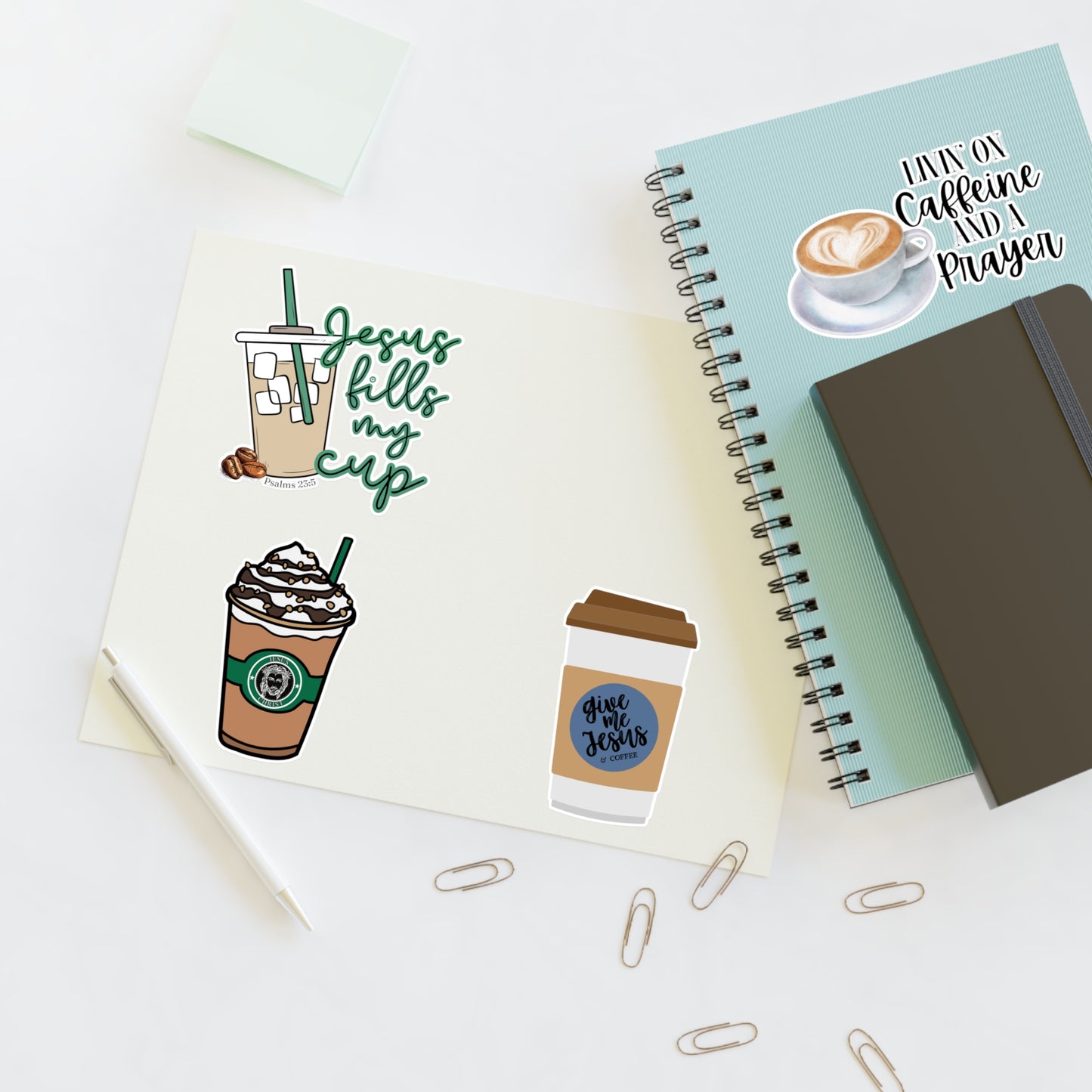 Coffee and Jesus Christian Sticker Sheets