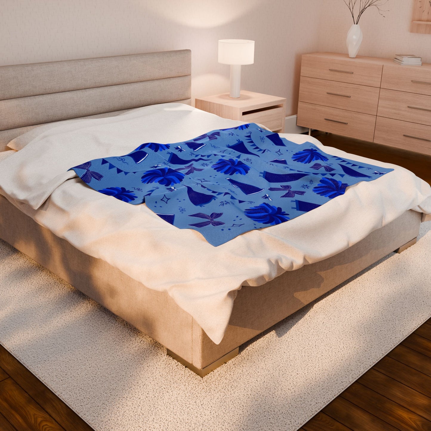 Blue Cheer Velveteen Plush Blanket — Soft Velvet Cheer Blanket