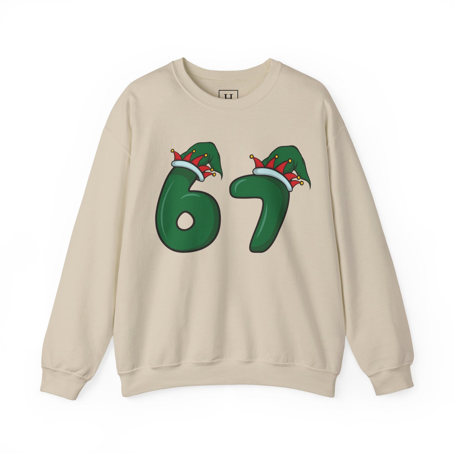 Green & Red Elf Hat 6 7  - Christmas Sweatshirt - Unisex