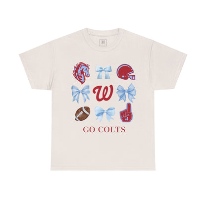 West Jessamine Colts Coquette Football Bows - Unisex Tee