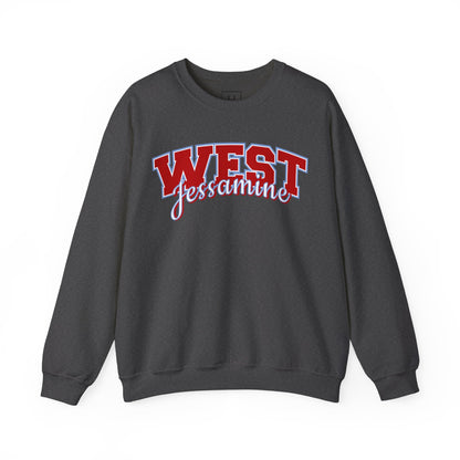 West Jessamine Cheer Crewneck Sweatshirt — Back ‘West Jessamine Cheer’ with Horse Logo - Unisex