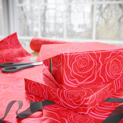 Pink & Red Floral Wrapping Paper — Coquette Flower Gift Wrap