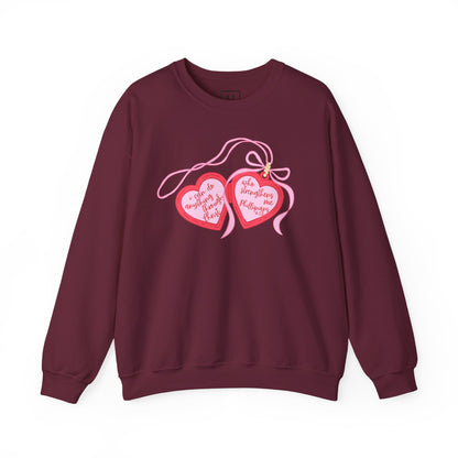 Faith Crewneck Sweatshirt — "I Can Do All Things Through Christ" Pink Heart Locket