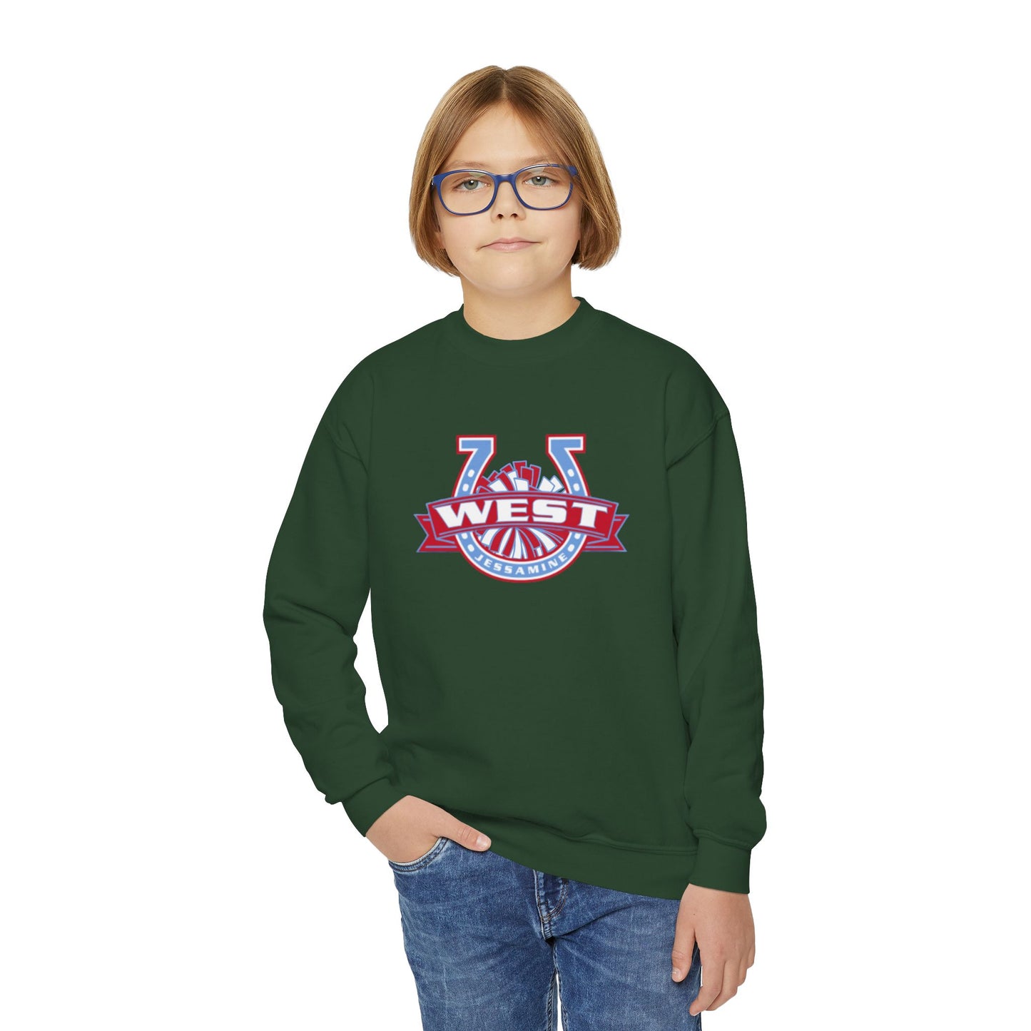 YOUTH -- West Jessamine Horseshoe Logo w/ Pom Sweatshirt