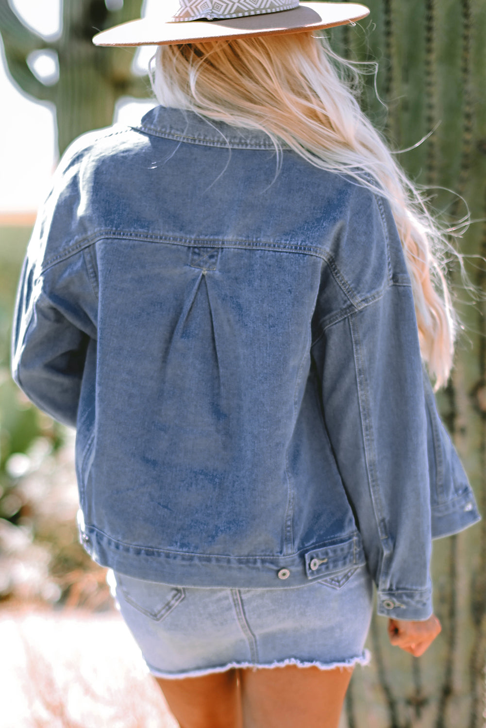 Black Washed Oversize Pocketed Denim Jacket