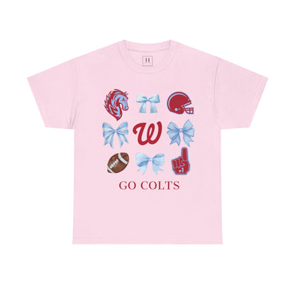 West Jessamine Colts Coquette Football Bows - Unisex Tee