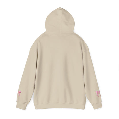 Coquette Pink Center Bow Pullover Hoodie with Bow Sleeves