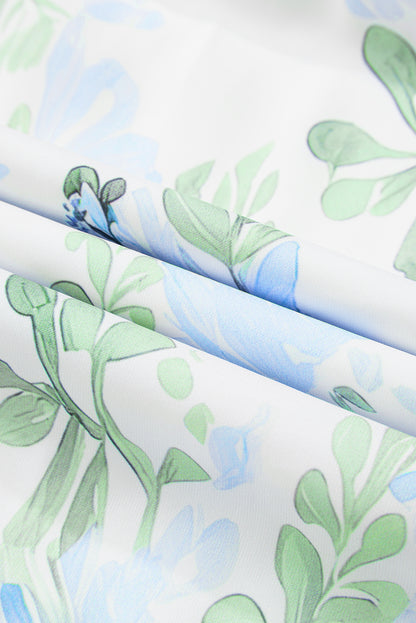 Orange Floral Contrast Edge Layered Short Sleeve Mini Dress