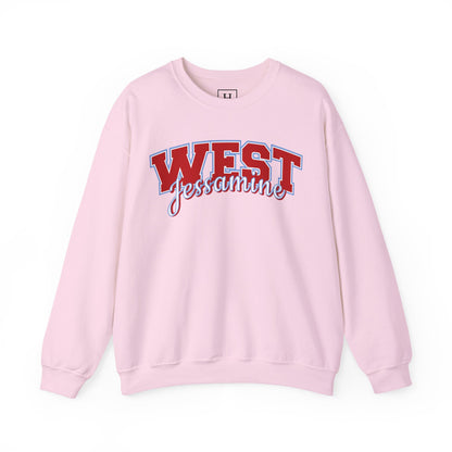 West Jessamine Cheer Crewneck Sweatshirt — Back ‘West Jessamine Cheer’ with Horse Logo - Unisex